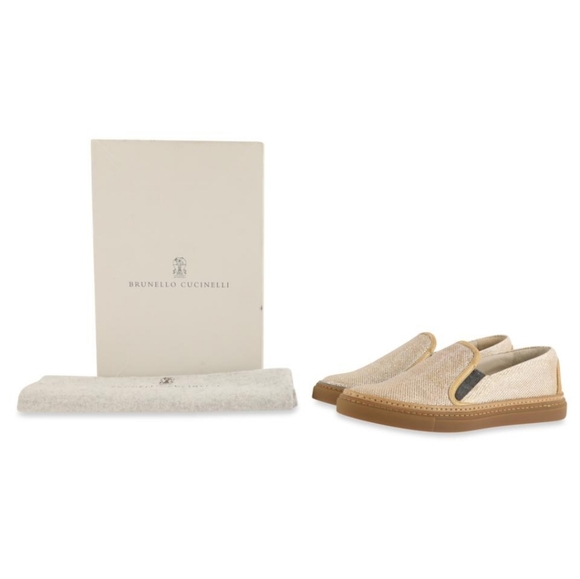 Brunello Cucinelli Shoes - Brunello Cucinelli Slip-On Sneakers Gold Glitter 7